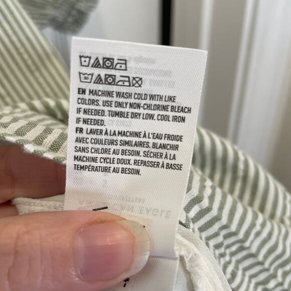 American Eagle Babydoll Striped Mini Dress Embroidered Green Puff Sleeve S - Picture 6 of 7